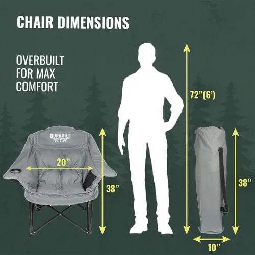 Vista 3 de Silla XL de Gran Tamaño Resistente – Silla Plegable Ancha de Campamento para Adultos, Portátil para Deportes, Béisbol, Camping, Aventuras al Aire