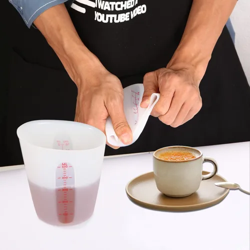 Vista 3 de ZUYEE Tazas medidoras de silicona (2 tazas + 1 taza) tazas de fusión flexibles para mantequilla de resina epoxi, taza de chocolate para hornear