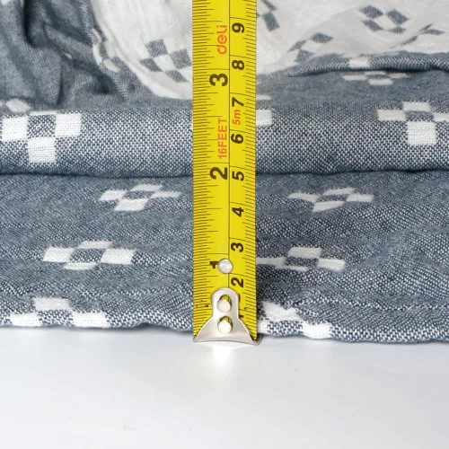 Vista 6 de Manta de muselina ligera y acogedora de 2 capas de 100% algodón para cama, sofá y sofá, colcha de verano con patrón, azul, tamaño individual, 59 x