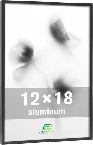 Vista 2 de FrameWorks Marcos para póster de aluminio cepillado de 12 x 18 pulgadas, diseño moderno de metal cepillado con plexiglás inastillable, perfecto