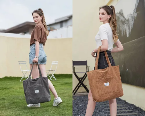 Vista 9 de Makukke Corduroy Totes Bag Women - Shoulder Hobo Bag Handbags Crossbody Bag Big Capacity Shopping Purses