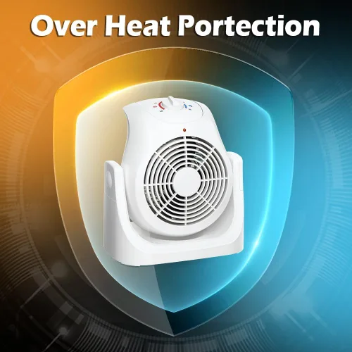 Vista 5 de LifePlus Combo de Ventilador y Calentador 2 en 1, Ventilador de Escritorio de Enfriamiento Portátil, Ventilador Circulador de Aire Inclinación