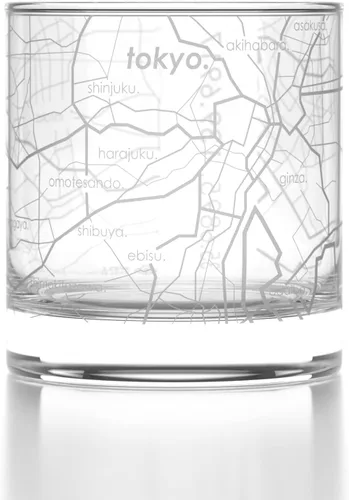 Vista 3 de Well Told Vaso de whisky grabado con el mapa de la ciudad de Barcelona, España - Vaso de whisky grabado con mapa de la ciudad para amantes