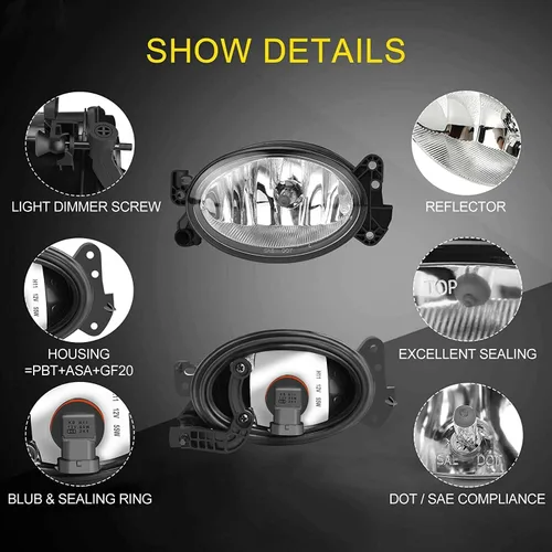 Vista 4 de Par de luces antiniebla para parachoques delantero con bombillas halógenas 9006 para Mercedes Benz CLK E ML Class, se adapta a OE 1698201656