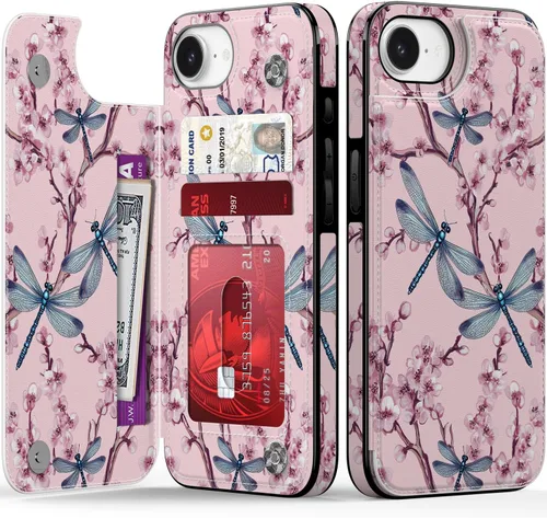 Vista 182 de FUNMIKO Funda tipo cartera para iPhone 15 con tarjetero + clip para efectivo, bloqueo RFID, protección contra caídas de grado militar y obras