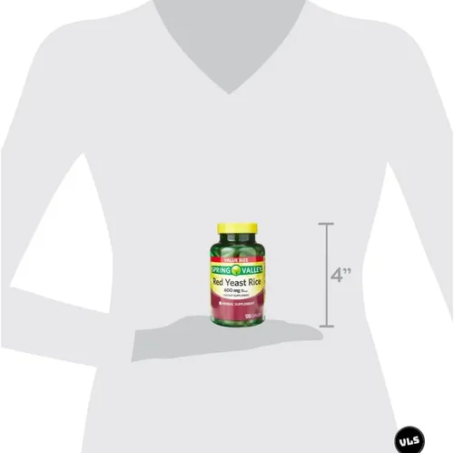 Vista 6 de Spring Valley - Arroz de levadura roja para colesterol Cápsulas de 600 mg 120 unidades + adhesivo VLS