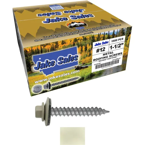 Vista 66 de 12 tornillos para techos de metal gris ABC de 1-1/2 pulgadas, cabezal de arandela hexagonal, arranque automático/roscado, arandela EPDM. 1 bolsa