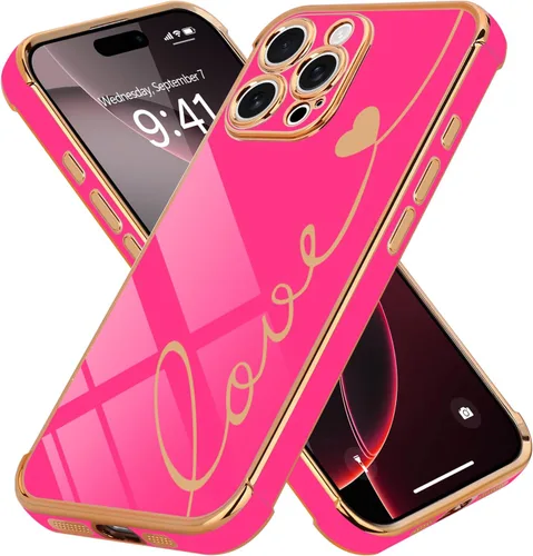 Vista 12 de LCHULLE Funda compatible con iPhone 12 para mujeres y niñas, bonito diseño de corazón de amor con enchapado de lujo, cubierta de TPU suave a prueba