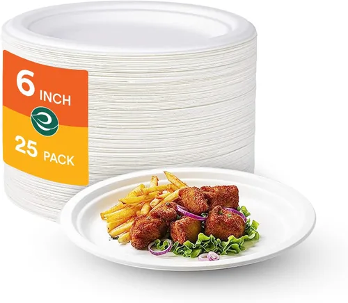 Vista 11 de ECO SOUL - Platos de papel compostables de 9 pulgadas (paquete de 100) biodegradables, resistentes, desechables, ecológicos para cena de Navidad
