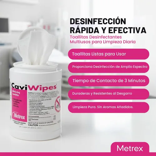 Vista 2 de Metrex CaviWipes - Toallitas desinfectantes para toallas, 160 unidades, color blanco