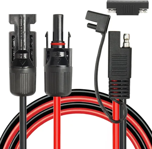Vista 11 de 2 piezas de 1 pie de cable adaptador de panel solar a SAE - Cable de extensión de conector SAE 10AWG para kit de cargador de batería de panel solar