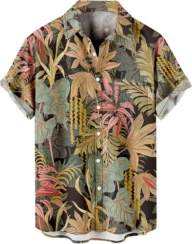 Vista 62 de Camisas tropicales con botones para hombre, camisas hawaianas de manga corta, casuales para vacaciones, camisas de playa holgadas Beige-playa escena