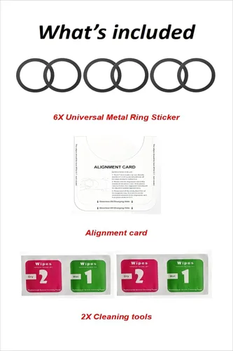 Vista 2 de Jeluse Paquete de 6 anillos universales de metal compatibles con Magsafe Sticker/iPhone/Samsung/Android todos los teléfonos celulares, anillo