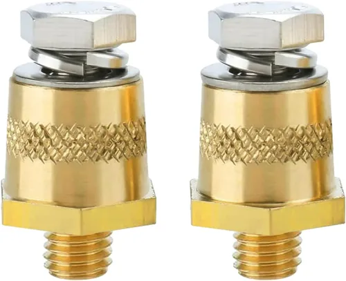Vista 8 de Ampper Postes de carga de terminal de batería de poste lateral de latón macho de 3/8"-16 roscas, poste lateral estándar adaptador de poste