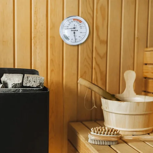 Vista 7 de Sauna Thermometer and Hygrometer for Steam Room, Heat Resistant Gauge for Wooden Finnish Sauna, Easy Read Metal Spa Monitoring Device