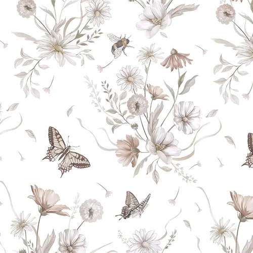 Vista 16 de Vinjiasin Papel tapiz autoadhesivo para despegar y pegar, papel de contacto floral beige, hojas de flores vintage autoadhesivo, papel de pared