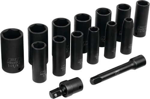 Vista 2 de Performance Tool M797 - Juego de 15 piezas de impacto SAE de 1/2 pulgada, kit de herramientas resistentes de grado profesional para uso automotriz e