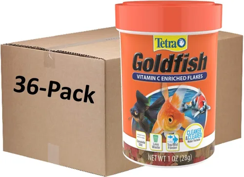 Vista 24 de Tetra Goldfish Flakes, dieta nutricionalmente equilibrada para peces de acuario, copos enriquecidos con vitamina C, 0.42 onzas