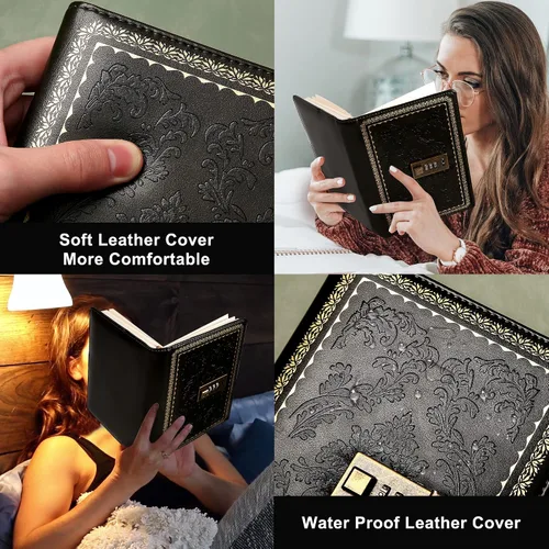 Vista 6 de Lock Diary - Diario vintage con candado para mujer, diario de cuero con cerradura recargable, con bloqueo personal, diario de escritura B6, diario