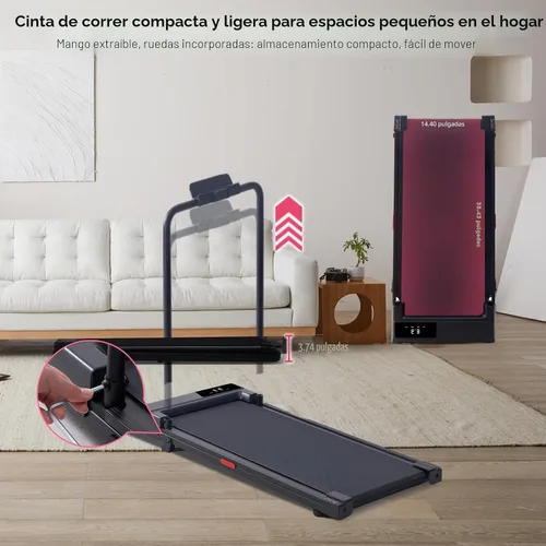 Vista 6 de Walking Pad with Handle Bar, 2026 Upgrade Small Walking Pad Treadmill with Incline, 3.0HP Portable Under Desk Treadmill with Handles for Home Small
