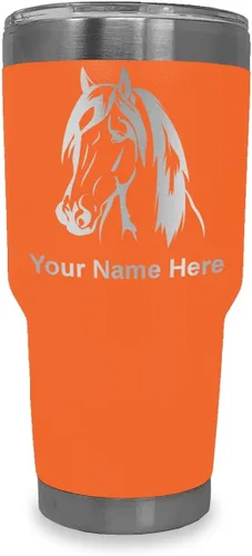 Vista 15 de LaserGram Vaso aislado al vacío de 20 onzas, cabeza de caballo 1, grabado personalizado incluido (negro)