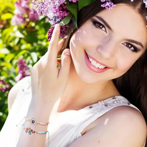Vista 7 de 50 dijes de cuentas contra el mal de ojo para hacer joyas, varios conectores de mal de ojo, diamantes de imitación para mujer, pulseras, aretes