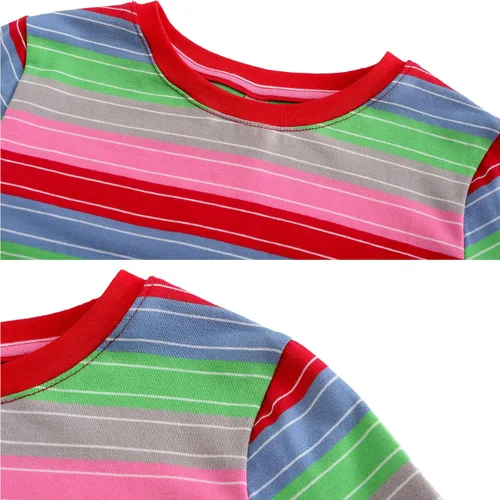 Vista 5 de Tuoweey Halloween Chucky Costume for Kids Top Shirts,Baby Boys Girls Long Sleeve Cotton Rainbow Striped T-Shirts