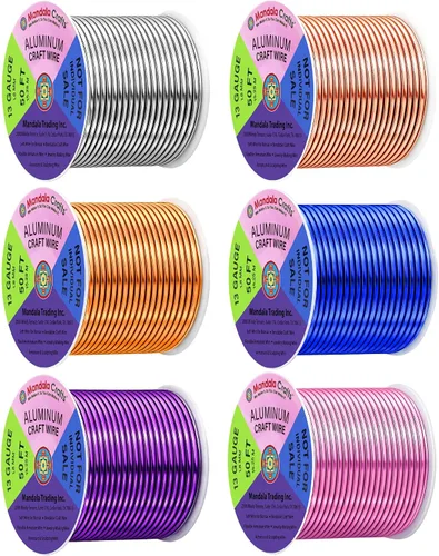 Vista 365 de Mandala Crafts - Alambre de aluminio anodizado de calibre 22 para hacer joyas - 137.2 m de alambre flexible surtido y coloreado - Doble para bonsái