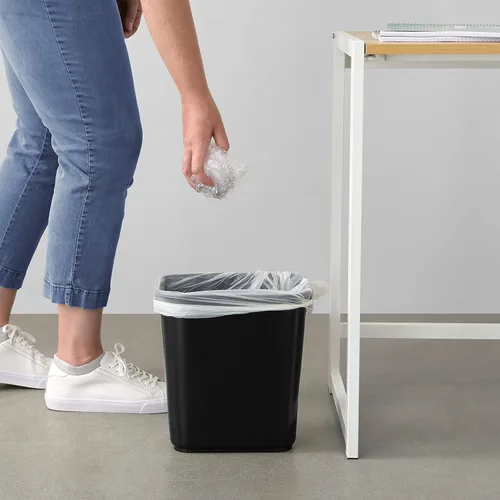 Vista 6 de Amazon Basics Cubo de basura pequeño, papelera rectangular para oficina comercial, 3 galones (paquete de 2), color negro