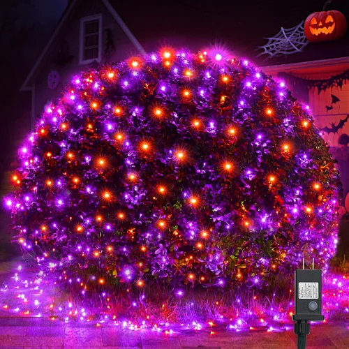 Vista 17 de WBao - Luces de Navidad, 200 LED de red de 8.4 x 5.2 pies, luz de malla para exteriores con 8 modos, temporizador, certificado UL, conectables