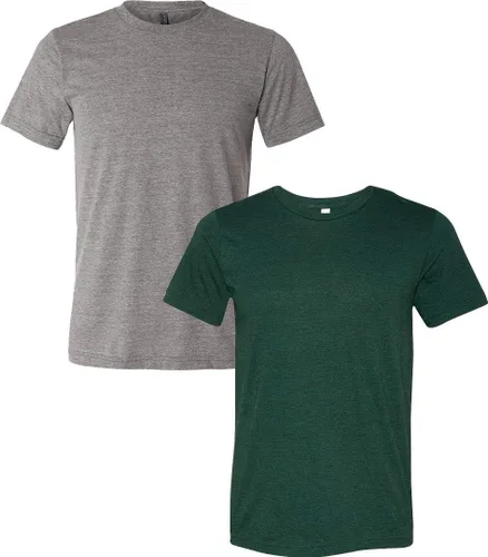 Vista 88 de Bella Canvas 3413c para hombre (1) Triblend verde + (1) Triblend rojo