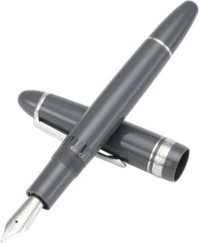 Vista 10 de erofa Majohn P136 Pluma Estilográfica de Pistón Punta Mediana con Caja, Juego de Pluma de Escritura de Resina Negra