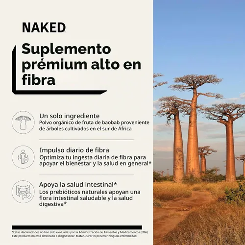Vista 2 de NAKED Suplemento de fibra orgánica de fibra en polvo Baobab