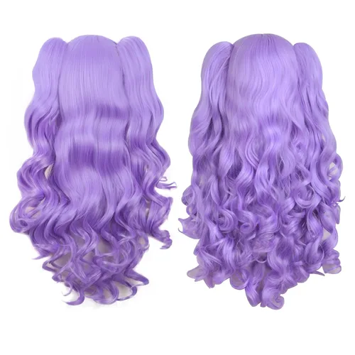 Vista 11 de Peluca MapofBeauty Lolita para disfraz, cabello largo, rizado, con coleta, Blanco