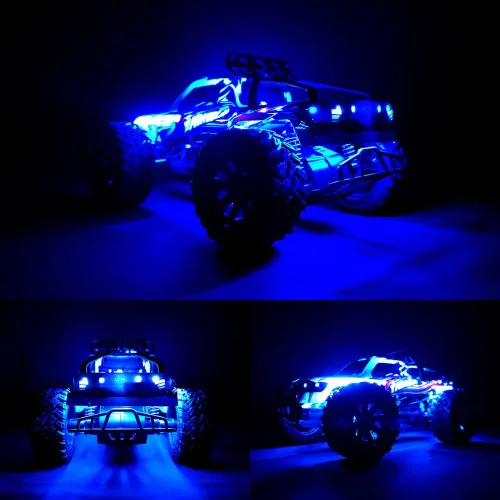 Vista 2 de Interruptor controlador de luz de coches RC y tiras de luz azul impermeables paquete de luces de avión RC