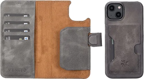 Vista 172 de Venito Florence - Funda de piel compatible con Samsung Galaxy S9, extra segura con bloqueo RFID, cartera desmontable para teléfono (gris decolorado)
