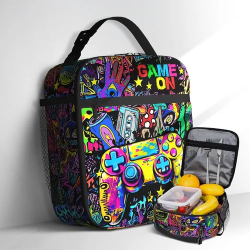Vista 10 de Lonchera de béisbol con temática deportiva para niños, niñas, adolescentes, bolsa de almuerzo de béisbol aislada para niños, bolsa de almuerzo