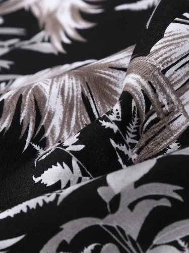 Vista 5 de Floerns Camisa hawaiana de manga corta con botones y estampado tropical para hombre