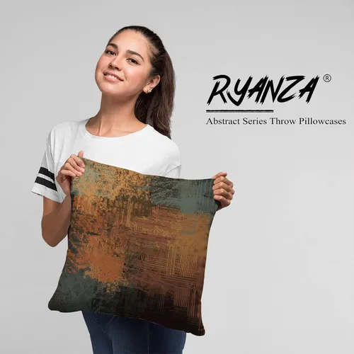 Vista 2 de Juego de 2 fundas de almohada, arte abstracto de 16 x 16 pulgadas, decoración del hogar, fundas de almohada cuadradas decorativas para sofá