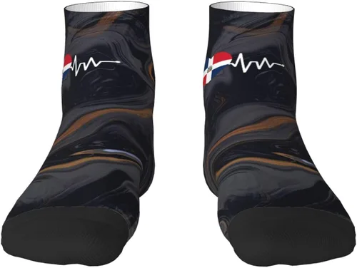 Vista 2 de Heartbeat I Love Dominican Republic Heart Flag Ankle Socks Winter Low Cut Sports Warm Breathable Comfort Casual Socks For Mens And Womens