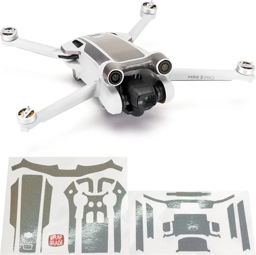 Vista 12 de WRAPGRADE Adhesivos para la piel compatibles con DJI Mini 3 Pro Color de acento (Airforce Silver)