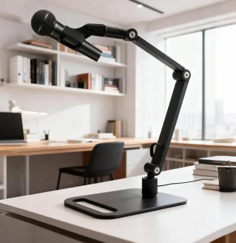 Vista 7 de Soporte de micrófono de estudio, soporte de micrófono de escritorio, soporte de escritorio con adaptador de 1/4"-3/8"-5/8", soporte de micrófono