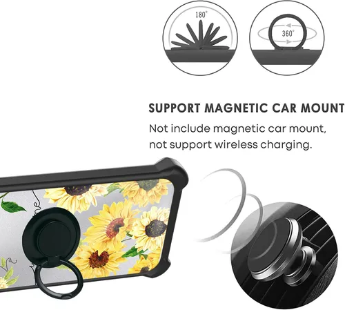 Vista 4 de jioeuinly Funda para Honor X50i 5G compatible con Honor X50i 5G con protector de pantalla de vidrio templado, soporte de anillo, luz reflectante