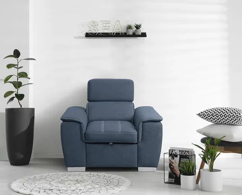 Vista 17 de Lexicon Cheyenne Sofá cama modular convertible, diván derecho, color azul