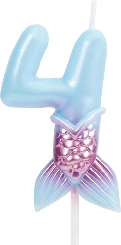 Vista 9 de Velas de cumpleaños con números 7, decoraciones de cumpleaños de sirena, velas de feliz 7 cumpleaños para pasteles, velas de pastel de cumpleaños