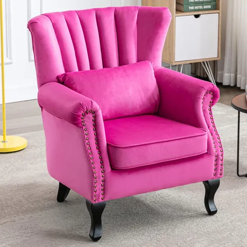 Vista 18 de Sillas de Brazo de Lectura Accent Sillas Midcentury Modernas Cómodas Silla de Sofá de Esquina, Silla de Club Wingback de Sala de Espera con Respaldo