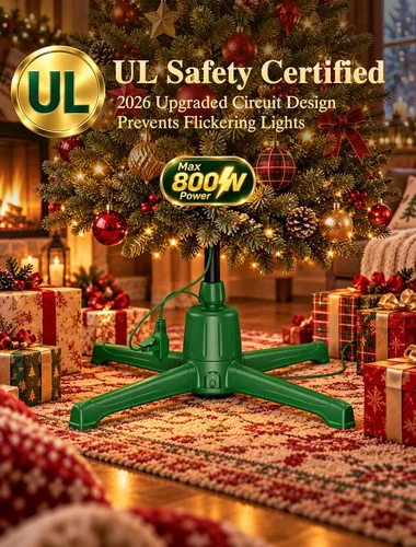 Vista 4 de HOPOCO Soporte giratorio para árbol de Navidad con control remoto Verde Oscuro
