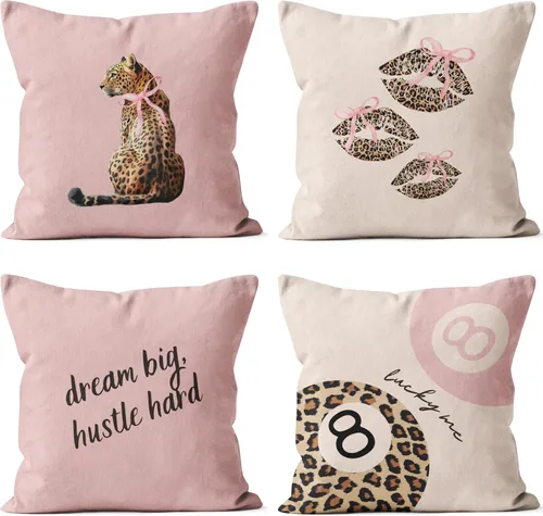 Vista 6 de Juego de 4 fundas de almohada inspiradoras bohemias de 18 x 18 pulgadas, regalos de afirmaciones positivas, coloridas citas motivacionales, fundas