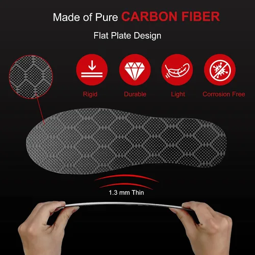 Vista 5 de Plantilla de fibra de carbono, 1 par para hombres y mujeres, inserto rígido para zapatos para recuperación, placa de pie de grafito para artritis