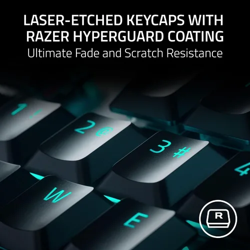 Vista 6 de Razer DeathStalker V2 Pro Teclado inalámbrico para juegos interruptores ópticos de perfil bajo Clicky Purple - HyperSpeed Wireless & Bluetooth